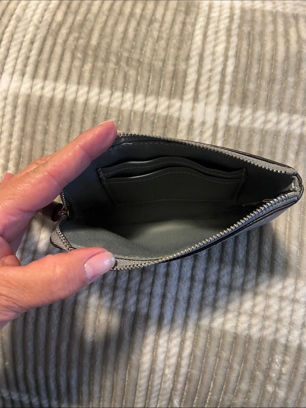 Coach Gray Pebbled Leather Wristlet